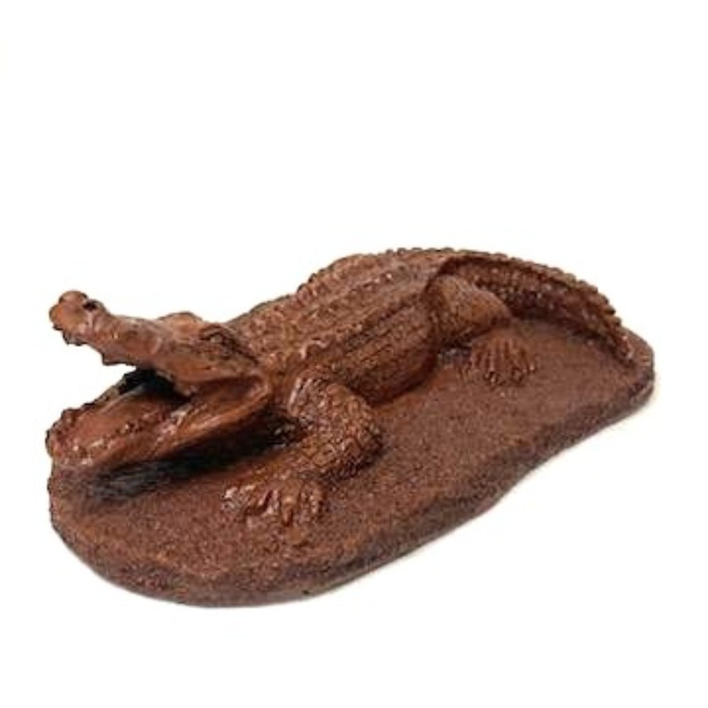 Vtg Red Mill Mfg Alligator Crocodile Figurine Pecan Resin Signed Dated #d USA